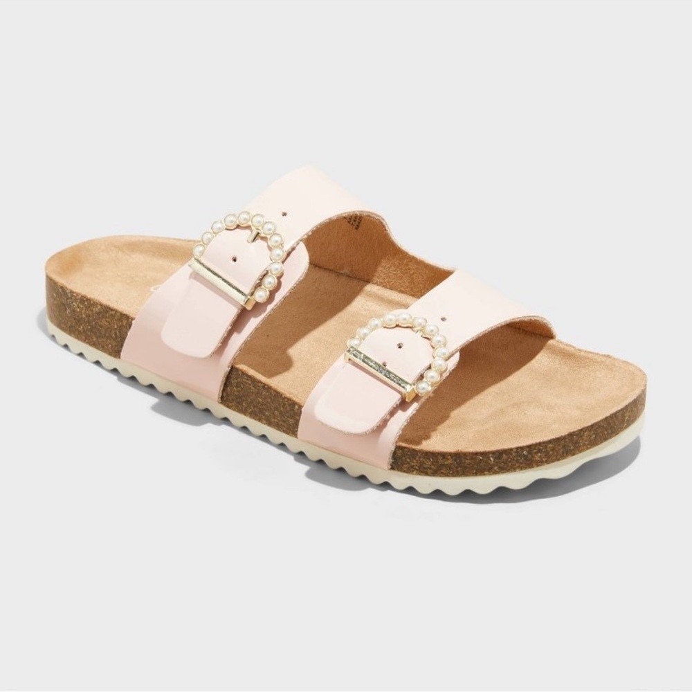 Big Girls Cat & Jack Drew Footbed Sandals Pink Size 5 New With‎ Tags